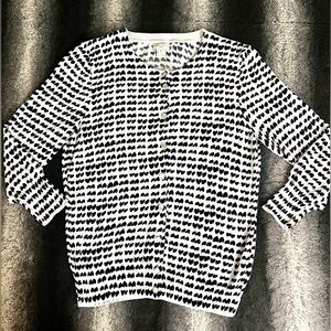 J. Crew Monochrome Heart Pattern Cardigan